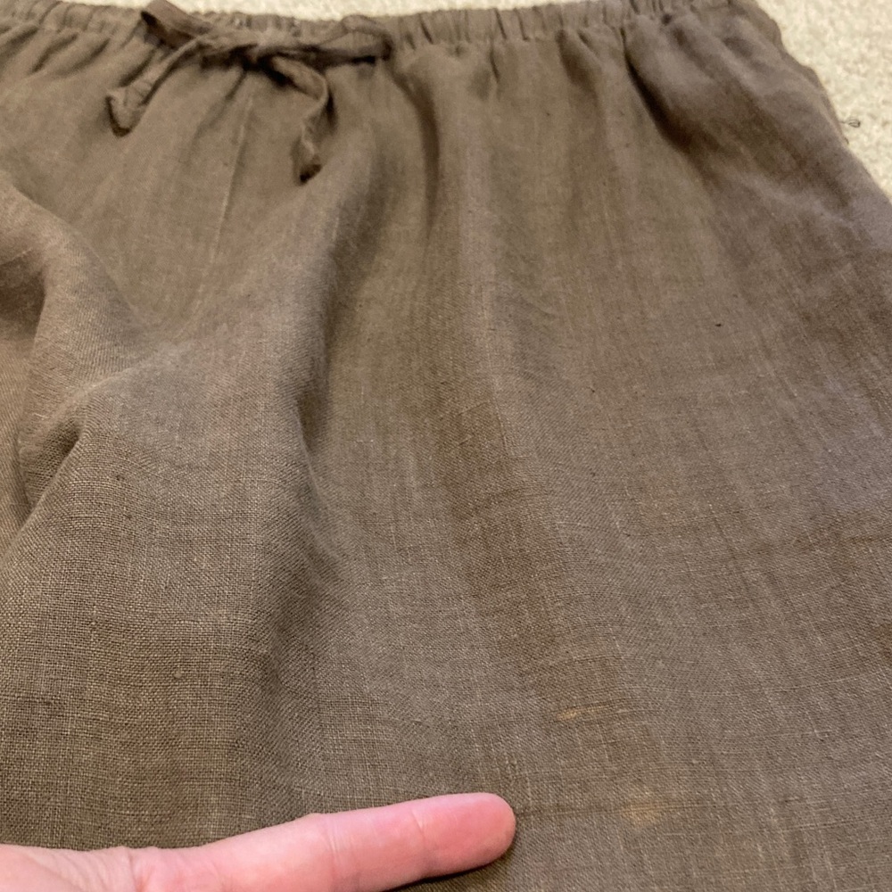 100% Linen Hot Cotton Relaxed Drawstring Elastic Wide-Leg Pants Brown XL - Picture 9 of 10